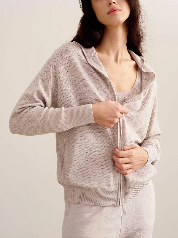 Sleep tops with grounding technology-Silky Knit Hoodie