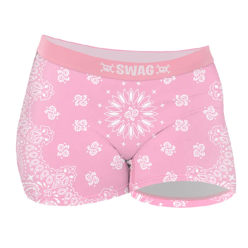 Hipster panties for women stylish -SWAG - 3" Women's Pink Bandana Boy Short