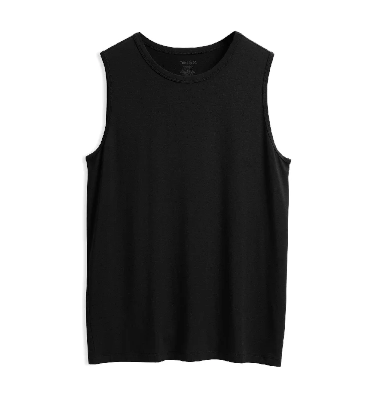Odor-resistant sleep tops for night workouts-Muscle Tank - TENCEL™ Modal Black