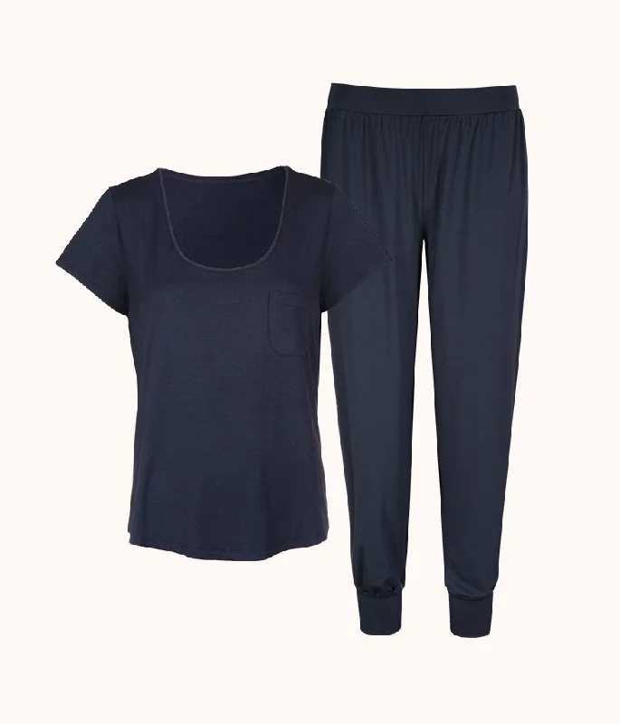 Vintage-inspired sleep tops (1940s)-The All-Day Jogger Set Bundle: Midnight Navy
