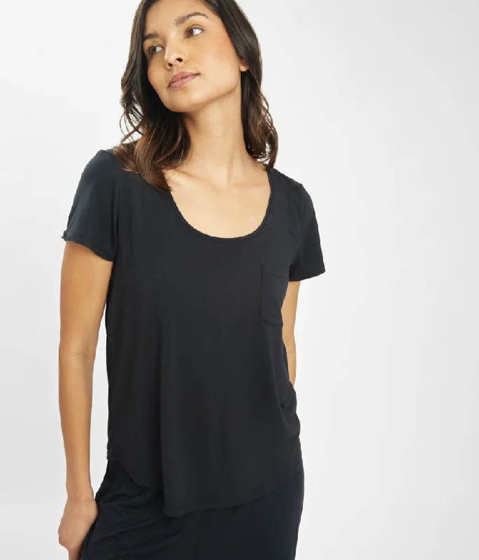 Sleep tops for CPAP machine users (soft neckline)-The All-Day Tee: Jet Black