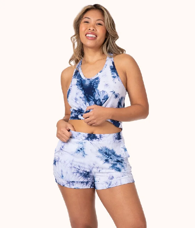 Sleep tops with acupressure nodes-The All-Day Tie Dye Short: Deep Blue Tie Dye