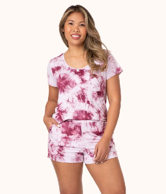 Affordable sleep tops under $15-The All-Day Tie Dye Short: Pink Tie Dye