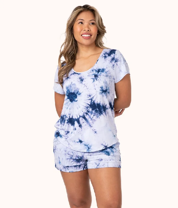 Petite sleep tops for short torsos-The All-Day Tie Dye Tee: Deep Blue Tie Dye