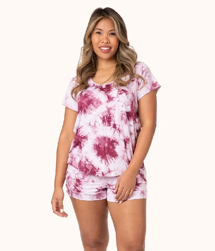 Sleep tops for arthritic hands (easy buttons)-The All-Day Tie Dye Tee: Pink Tie Dye