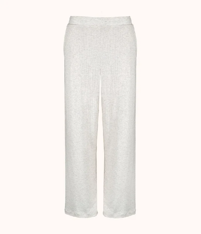 Sleep tops with French terry fabric-The Ribbed Lounge Pant: Heathered Oat