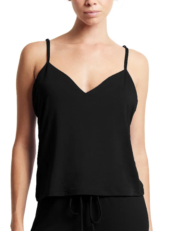 Sleep tops with eye mask and slippers set-Unwind Cami Black