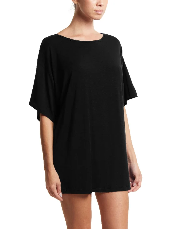 Sleep tops with gripper hem (stays tucked)-Unwind Dress Black