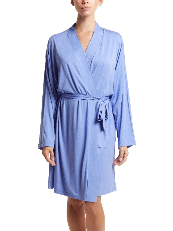 Sleep tops for arthritis (magnetic closures)-Unwind Knee Length Robe Cool Water Blue
