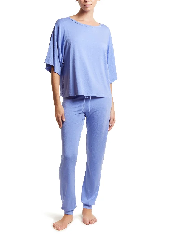 Halloween sleep tops (spooky prints)-Unwind Tee Cool Water Blue