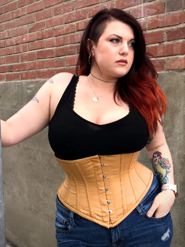 Comfortable all-day bustier wearability -Plus Size Cotton Hourglass Curve Waspie Underbust Corset : CS-201 Comfortable all-day bustier wearability -Plus Size Cotton Hourglass Curve Waspie Underbust Corset : CS-201