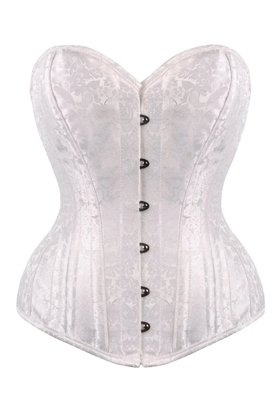 Garter straps corset hold ups -White Brocade Expert Waist Training Corset