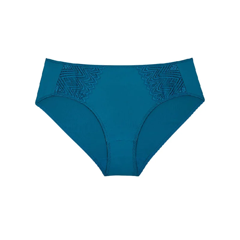 womens panties quick dry -Willow Lace Midi Brief - Teal Blue