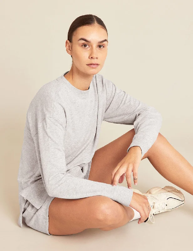 Sleep tops for back acne (breathable)-Women's Weekend Crew Pullover - Grey Marl