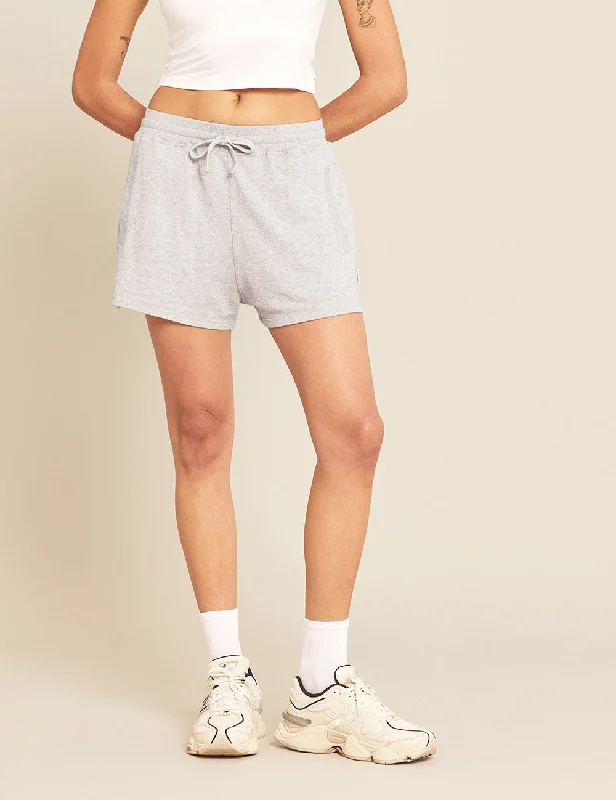 Sleep tops for hot yoga recovery-Women's Weekend Sweat Shorts - Grey Marl