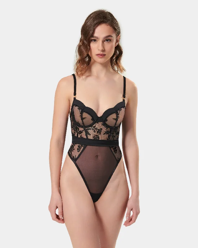 Bodysuits with express and fast shipping -Cassandra Wired Body Black