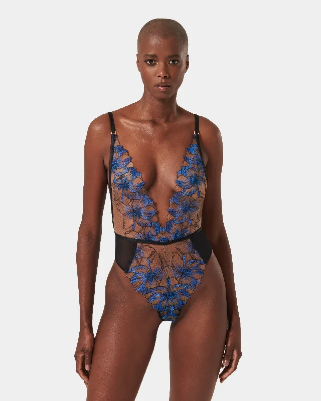 Bodysuits for swimming -Lyandra Soft Body Egyptian Blue/Black/Sheer