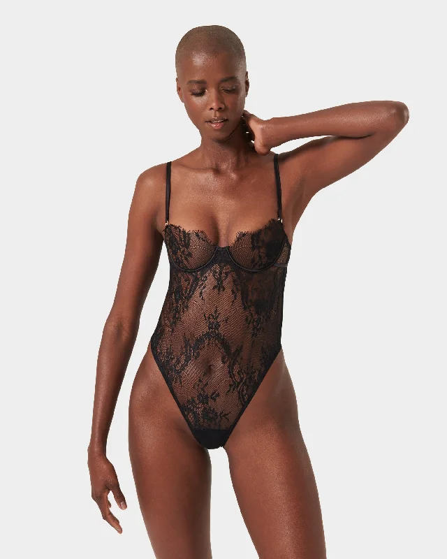 Bodysuits & Teddies with back support -Madeline Wired Bodysuit Black