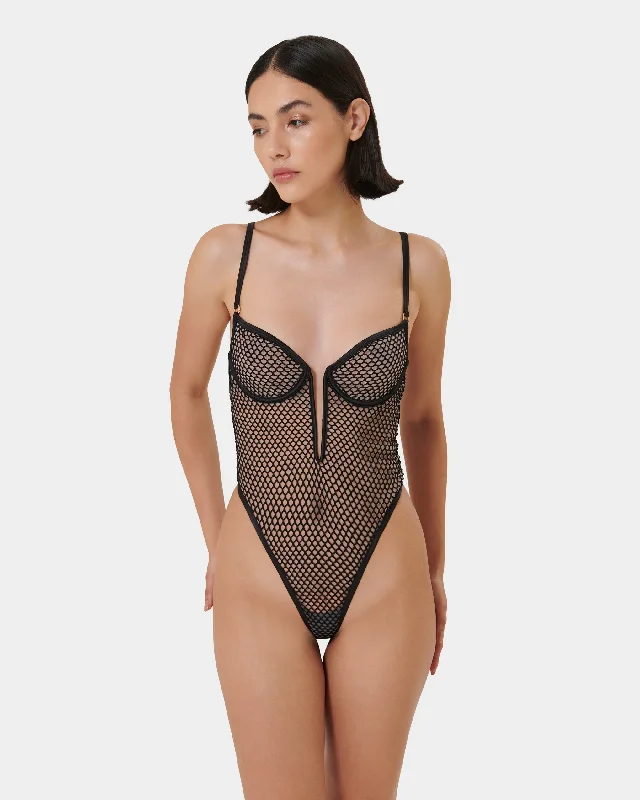 Designer teddies luxury brand -Mina Wired Bodysuit Black