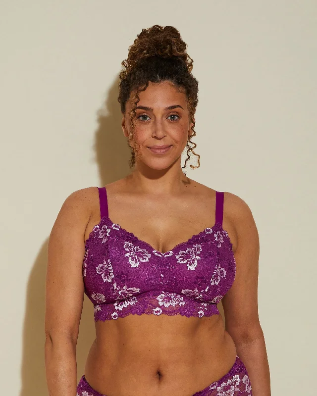 Lace bodysuit plus size for curvy women-Extended Longline Bralette