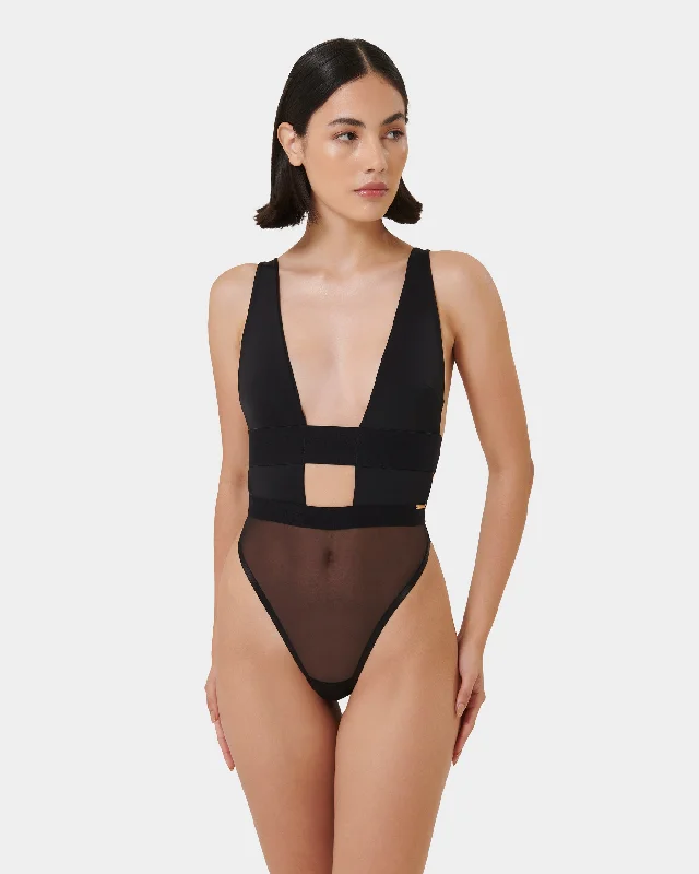 Bodysuits for women over 50 -Topaz Soft Body Black