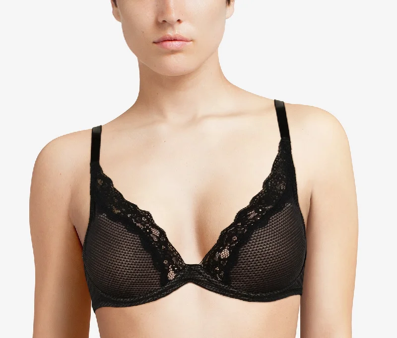 Bra and panty sets with Asian influence -Passionata by Chantelle Brooklyn Black T Shirt Bra 5701