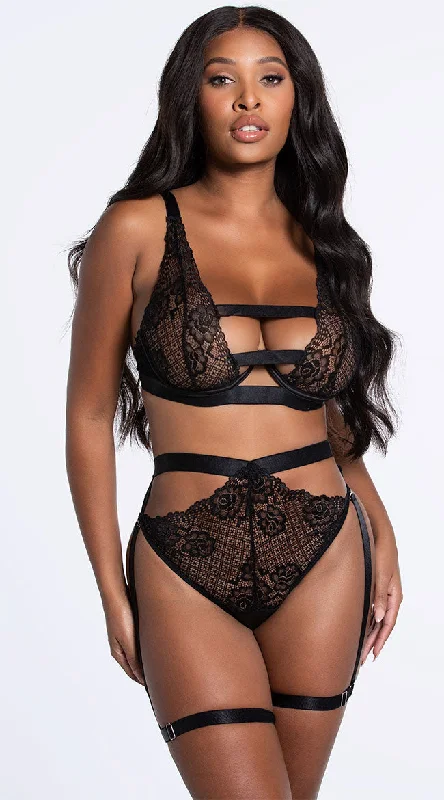Bra and panty sets with shimmer finish -Charisse Straps & Lace Bra Set