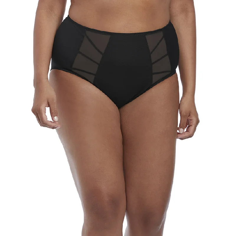 Bra and panty sets for the office -Elomi Sachi Black High Waist Brief Panty 4358