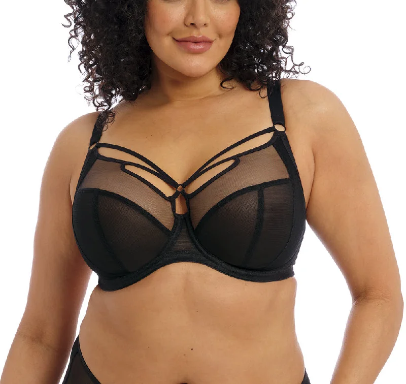 Bra and panty sets for formal events -Elomi Sachi Black Unlined Lace Bra 4350