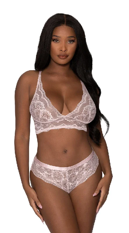 Bra and panty sets that provide support -Strappy Racerback Lace Bra Set