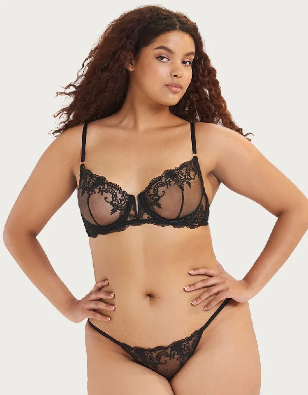 Front open bras for heavy breasted women -Bluebella Marseille Balcony Bra Black