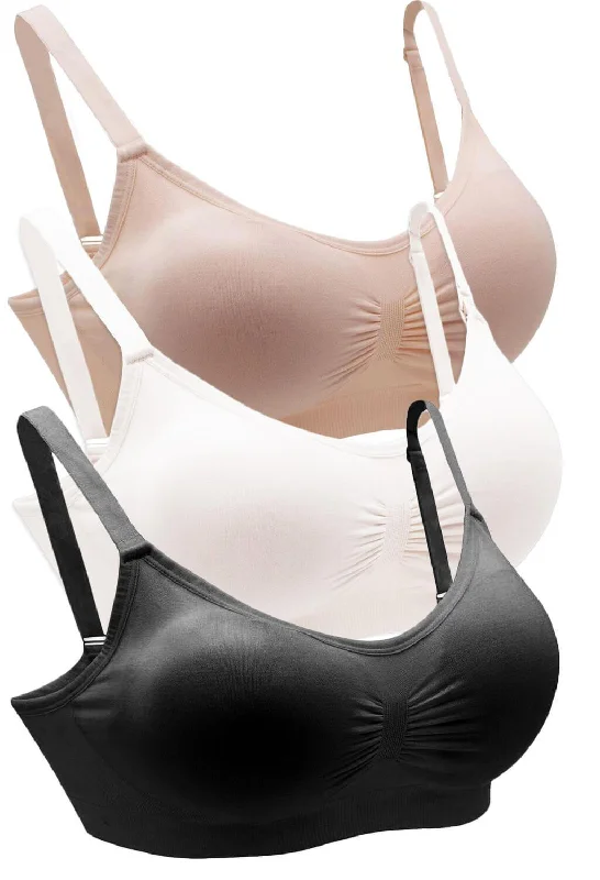 Minimizer bra before and after -Bamboo Padded Wire Free Bra - Neutrals 3 Pack