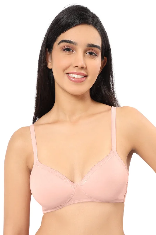 Nude bra for fair skin -Cotton Casual Lightly Padded Non-Wired Full Coverage T-Shirt Bra - Impatiens Pink Nude bra for fair skin -Cotton Casual Lightly Padded Non-Wired Full Coverage T-Shirt Bra - Impatiens Pink