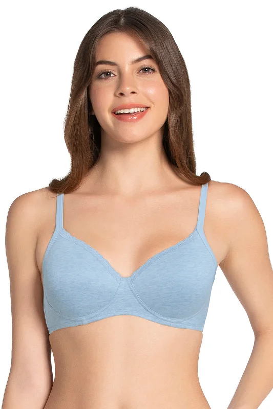 Multiway strapless bras for versatility -Cotton Casual Padded Non-wired T-shirt Bra - Soft Chambray Marl Multiway strapless bras for versatility -Cotton Casual Padded Non-wired T-shirt Bra - Soft Chambray Marl