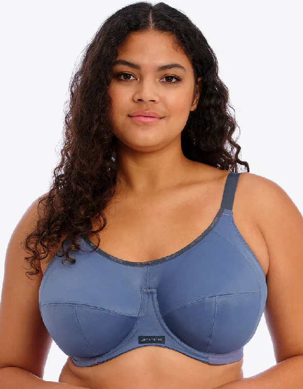 Molded bras for seamless look -Elomi Energise Sports Bra Vintage Denim
