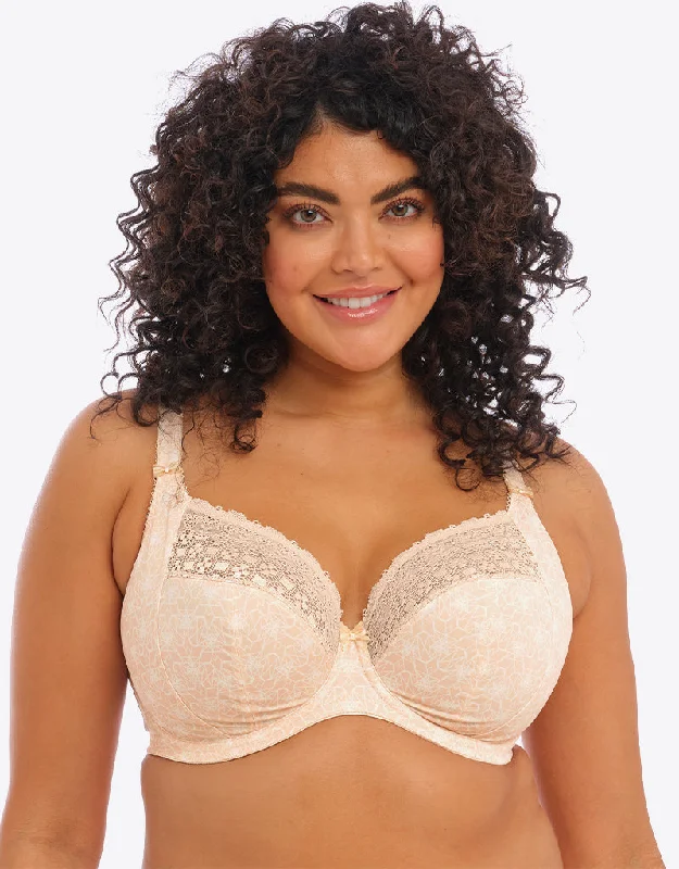 Minimizer bras for de-emphasizing bosom -Elomi Kim Plunge Bra Caramel