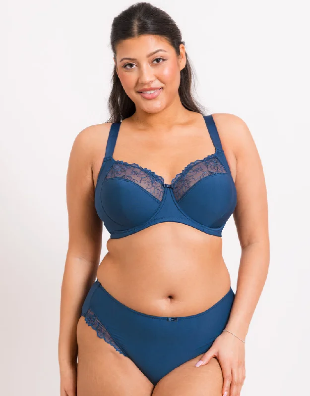 Nursing bra for plus size -Flirtelle Emilie Full Cup Side Support Bra Navy