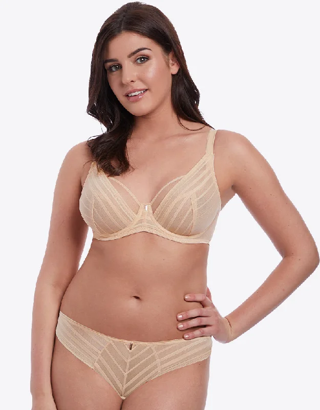 What are the benefits of a sports bra? -Freya Cameo High Apex Plunge Bra Sand Nude