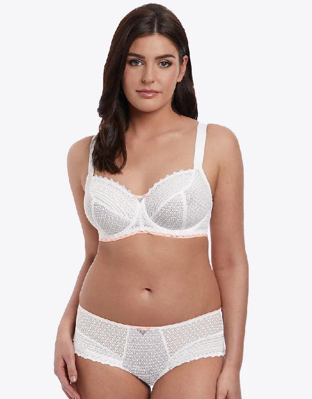 Bandeau bras for small bust -Freya Daisy Lace Balcony Bra White