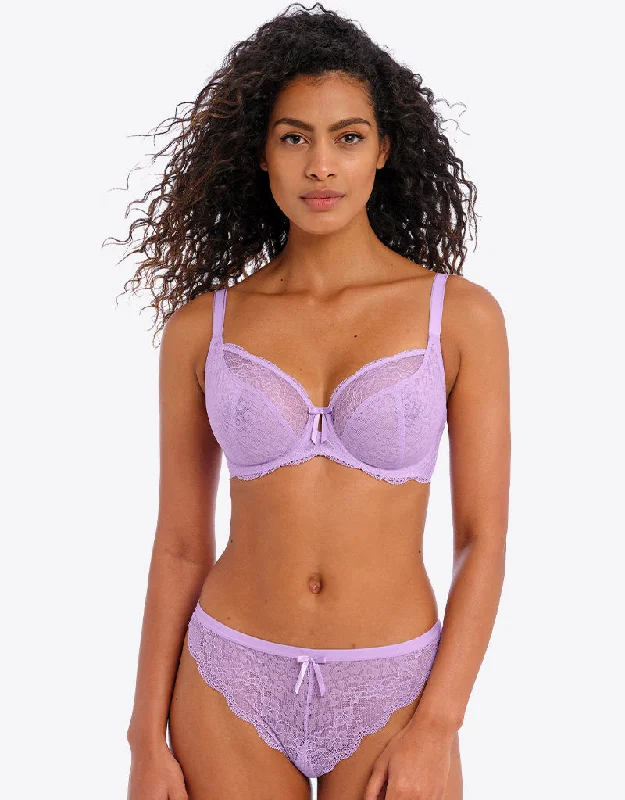 Best bras for small breasts and wide-set -Freya Fancies Plunge Bra Purple Rose