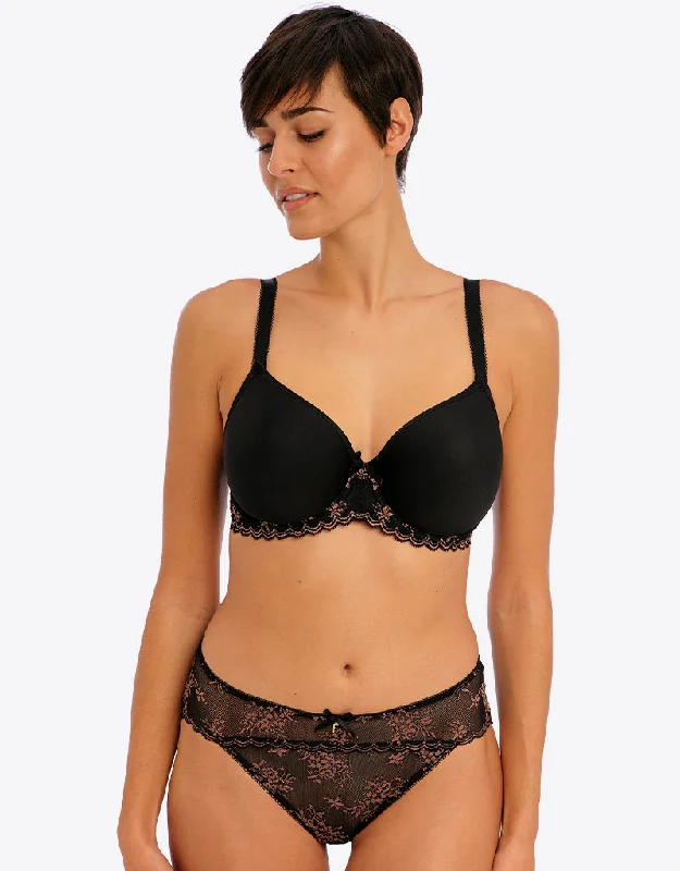 Plunge bra for low cut dress -Freya Offbeat Decadence Moulded Spacer Bra Black