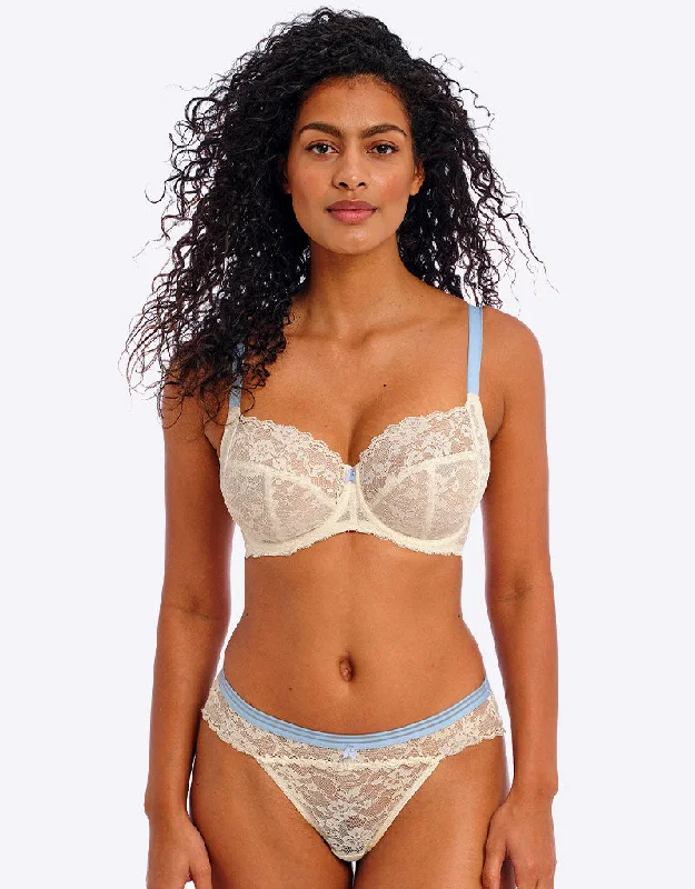 Unlined bras for natural shape -Freya Offbeat Side Support Bra Something Blue