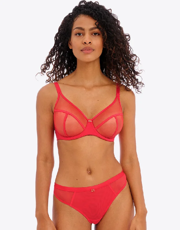 Unlined bras for natural shape -Freya Snapshot High Apex Plunge Bra Chilli Red
