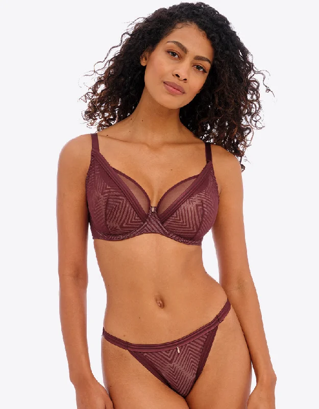 Unlined maternity bras for comfort -Freya Tailored High Apex Plunge Bra Dark Cherry