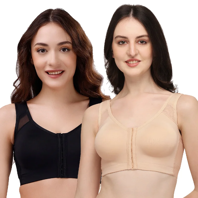 Non wired bras for large sizes -1Front Closure Full Coverage Non Padded Non Wired Bra-Combo CB-334 Non wired bras for large sizes -1Front Closure Full Coverage Non Padded Non Wired Bra-Combo CB-334