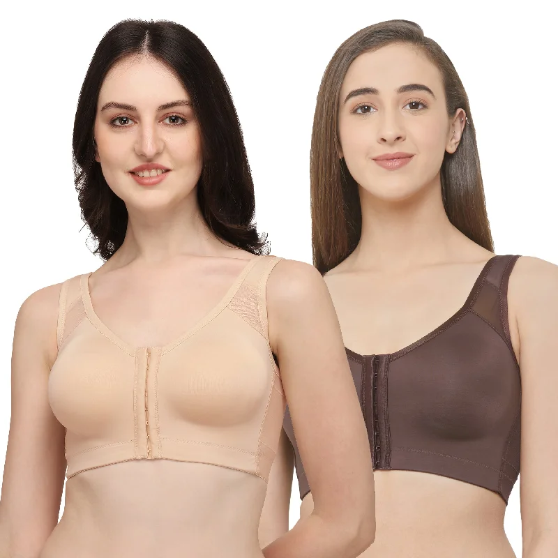 Non wired bras with elegant designs -Front Closure Full Coverage Non Padded Non Wired Bra-Combo CB-334 Non wired bras with elegant designs -Front Closure Full Coverage Non Padded Non Wired Bra-Combo CB-334