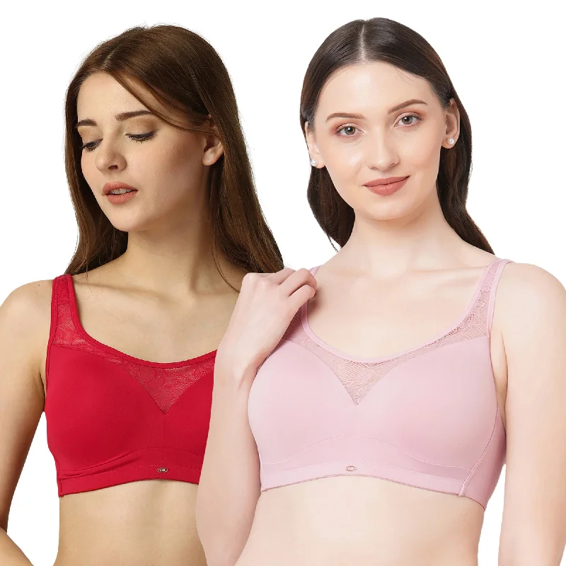 Non wired t-shirt bras for smooth look -Full Coverage Padded Non Wired Lace Detail Cami Bra COMBO CB-132 Non wired t-shirt bras for smooth look -Full Coverage Padded Non Wired Lace Detail Cami Bra COMBO CB-132
