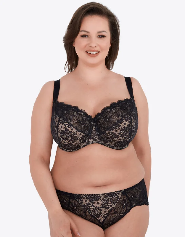 Strapless bra that stays up large bust -Gaia Chantal Full Cup Bra Black