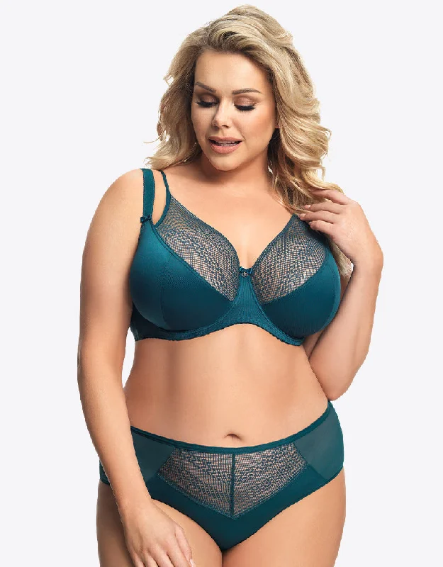 Bra styles with side support for large breasts-Gorsenia Amaro Balconette Bra Green