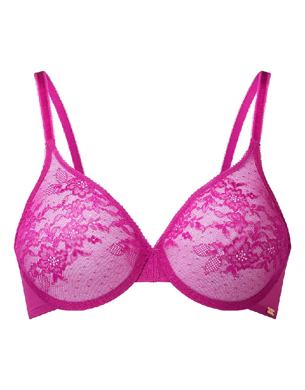 Bras to promote confidence -Gossard Glossies Lace Sheer Bra Vivid Fuchsia